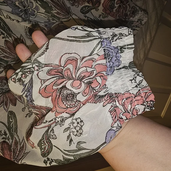 2x AGB Pink and Purple Floral Long Sleeve Blouse Pullover Top Shirt - Picture 4 of 9